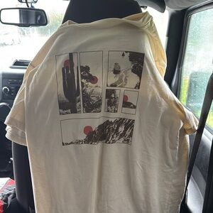 Cream Short Sleeve Graphic Tee with Collage Design